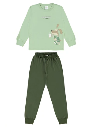 Pulla Bulla - Pijama Meia Malha Verde - PULLA BULLA