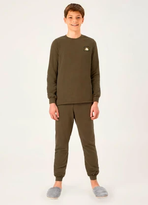 Pulla Bulla - Pijama Meia Malha Verde - PULLA BULLA