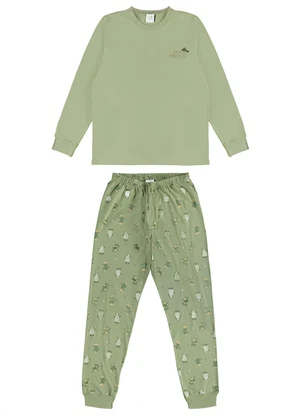 Pulla Bulla - Pijama Meia Malha Verde - PULLA BULLA