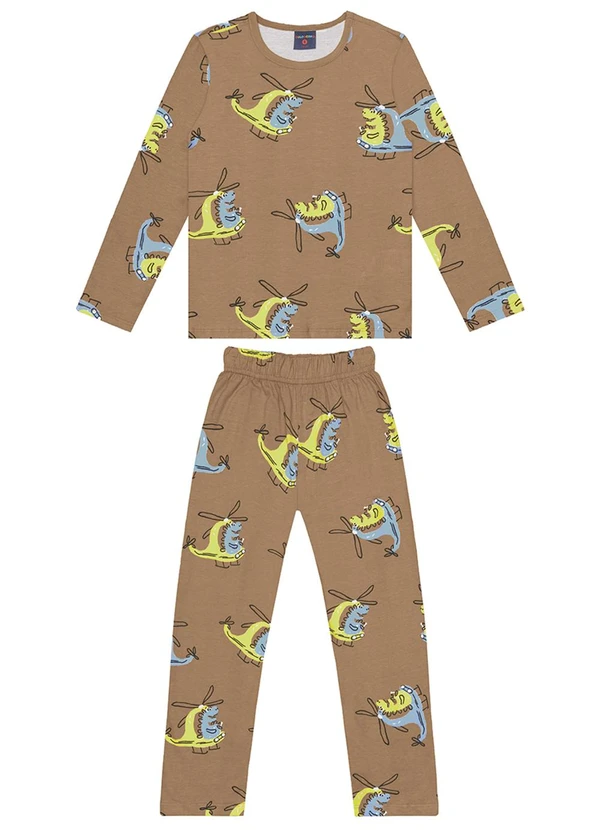 Guloseima - Pijama Menino Camiseta e Calça Marrom