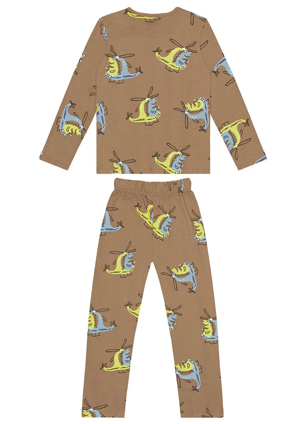 Guloseima - Pijama Menino Camiseta e Calça Marrom 2