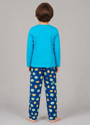 Select - Pijama Menino Manga Longa Meia Malha Azul - SELECT
