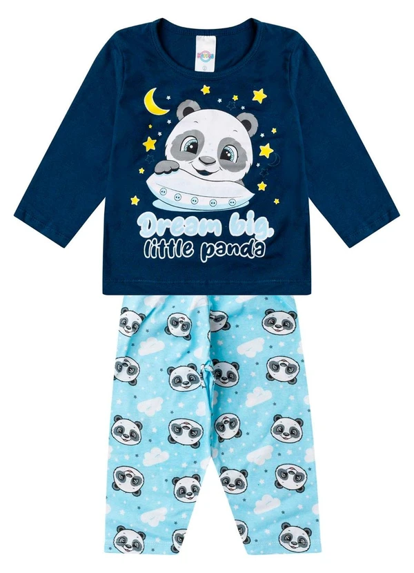 Select - Pijama Menino Manga Longa Meia Malha Azul