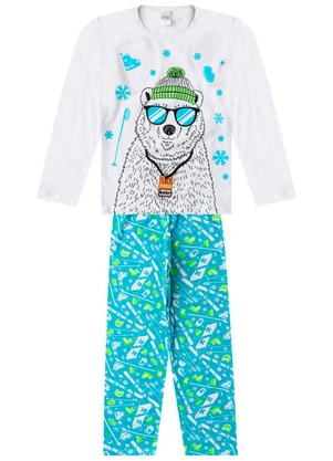 Select - Pijama Menino Manga Longa Meia Malha Branco - SELECT