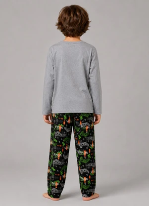 Select - Pijama Menino Manga Longa Meia Malha Cinza - SELECT