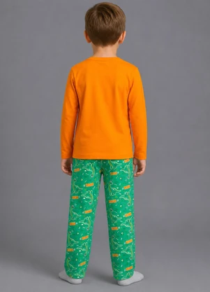Select - Pijama Menino Manga Longa Meia Malha Laranja - SELECT