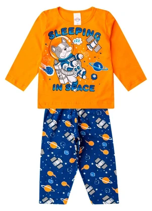 Select - Pijama Menino Manga Longa Meia Malha Laranja - SELECT