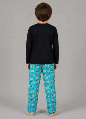 Select - Pijama Menino Manga Longa Meia Malha Preto - SELECT