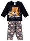 Select - Pijama Menino Manga Longa Meia Malha Laranja - variação: Preto