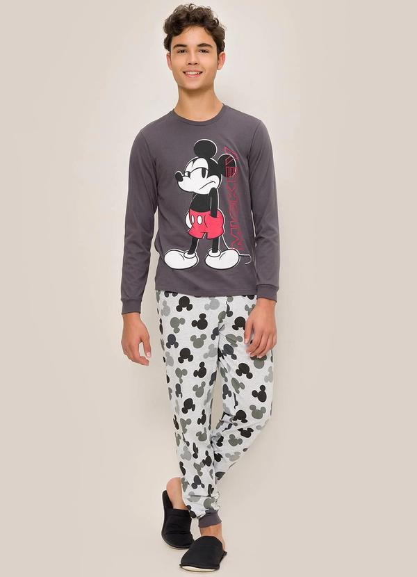 Disney - Pijama Mickey Mescla Escuro em Malha 2