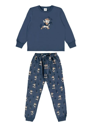 Pulla Bulla - Pijama Moletinho Azul - PULLA BULLA