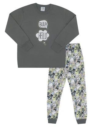 Pulla Bulla - Pijama Moletinho Cinza - PULLA BULLA