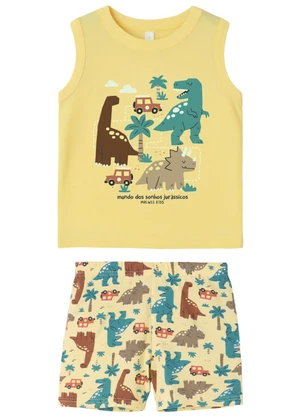 Malwee Kids - Pijama Mundo dos Sonhos Jurássicos Amarelo Claro - MALWEE KIDS