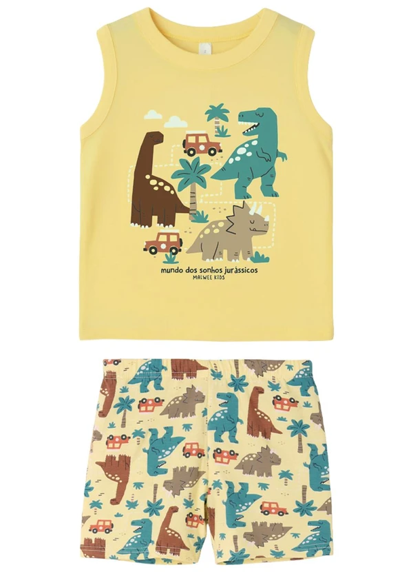 Malwee Kids - Pijama Mundo dos Sonhos Jurássicos Amarelo Claro