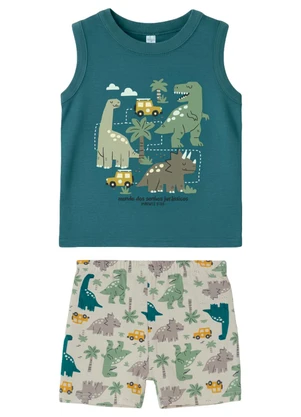 Malwee Kids - Pijama Mundo dos Sonhos Jurássicos Azul Petróleo - MALWEE KIDS