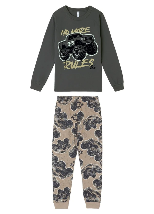 Malwee Kids - Pijama no More Rules Cinza Chumbo