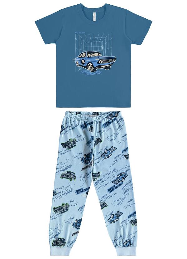 Malwee Kids - Pijama Racing que Brilha no Escuro Azul Petróleo