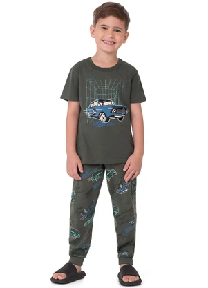 Malwee Kids - Pijama Racing que Brilha no Escuro Cinza Chumbo - MALWEE KIDS