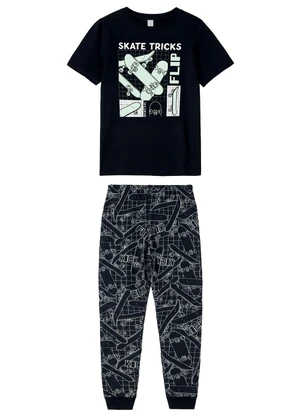 Malwee Kids - Pijama Skate Tricks Preto - MALWEE KIDS