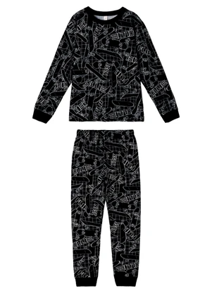 Malwee Kids - Pijama Skater Brilha no Escuro Preto - MALWEE KIDS