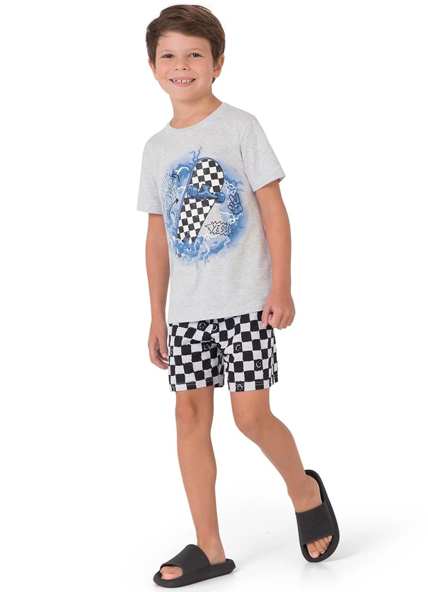 Malwee Kids - Pijama Skatista que Brilha no Escuro Cinza Claro