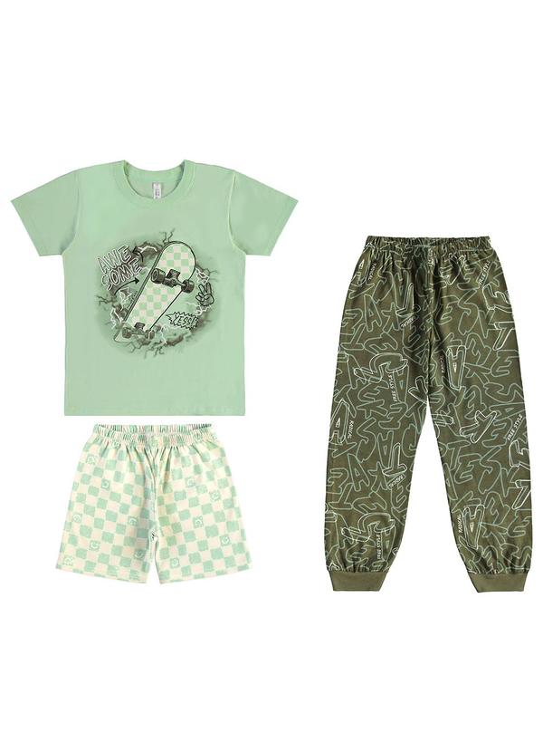 Malwee Kids - Pijama Skatista que Brilha no Escuro Verde Menta