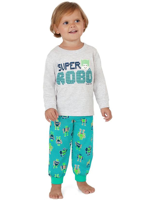 Malwee Kids - Pijama Super Robô que Brilha no Escuro Cinza Clar