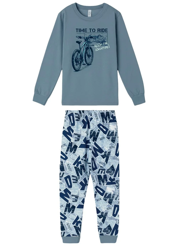 Malwee Kids - Pijama Time To Ride Azul Pastel
