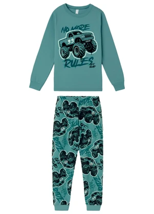 Malwee Kids - Pijama Time To Ride Azul Petróleo - MALWEE KIDS