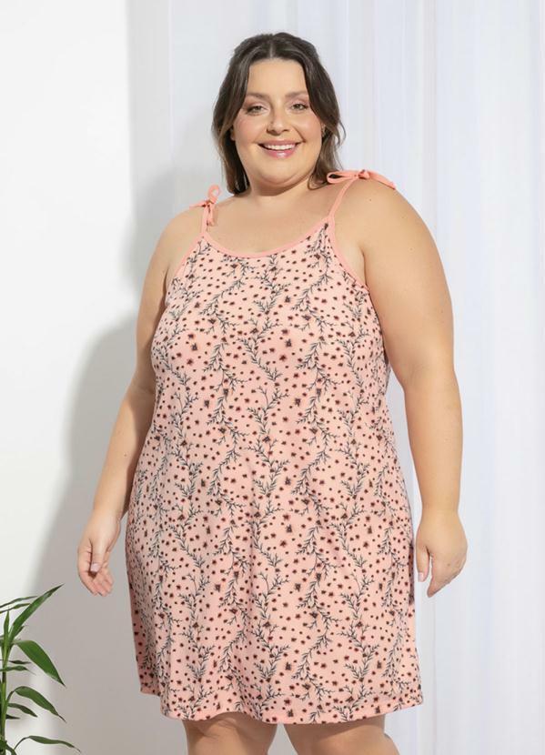 Marguerite - Camisola Plus Size Flor Ramos Alças de Amarrar