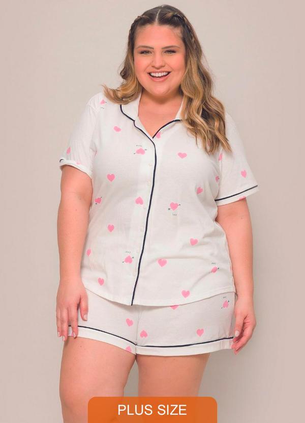 Rovitex - Pijama Americano Plus Size Feminino Curto Bege