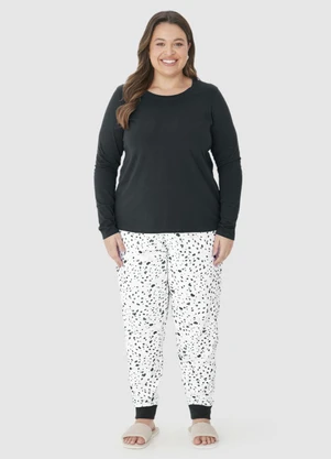Malwee - Pijama Animal Print Feminino Plus Preto - MALWEE