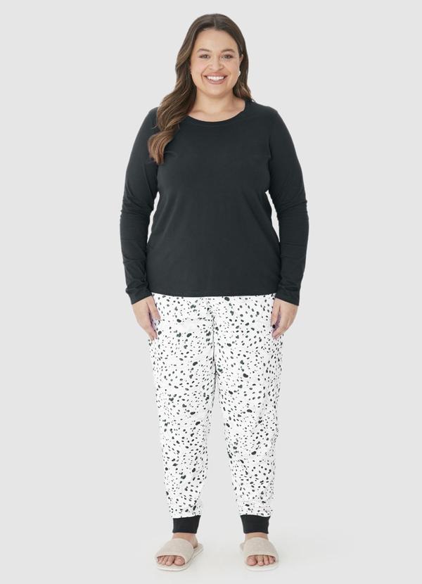 Malwee - Pijama Animal Print Feminino Plus Preto