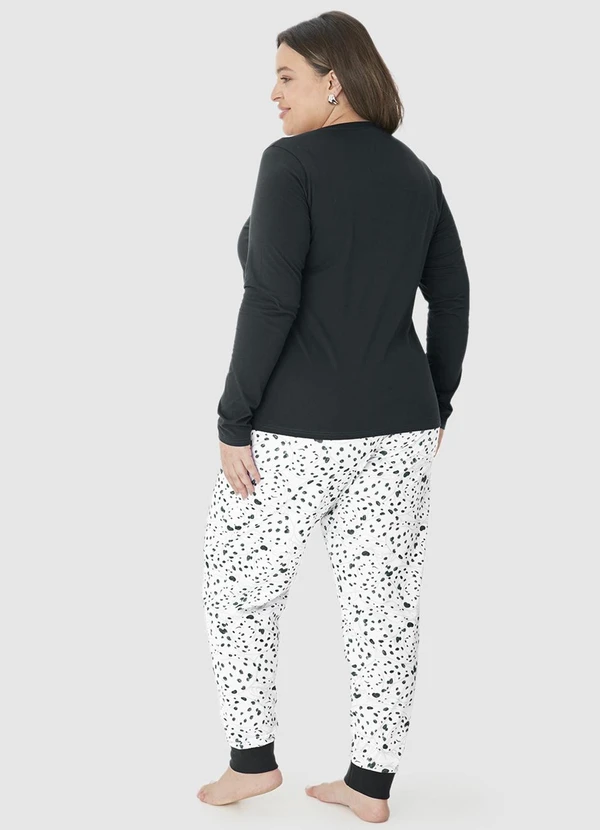 Malwee - Pijama Animal Print Feminino Plus Preto 2