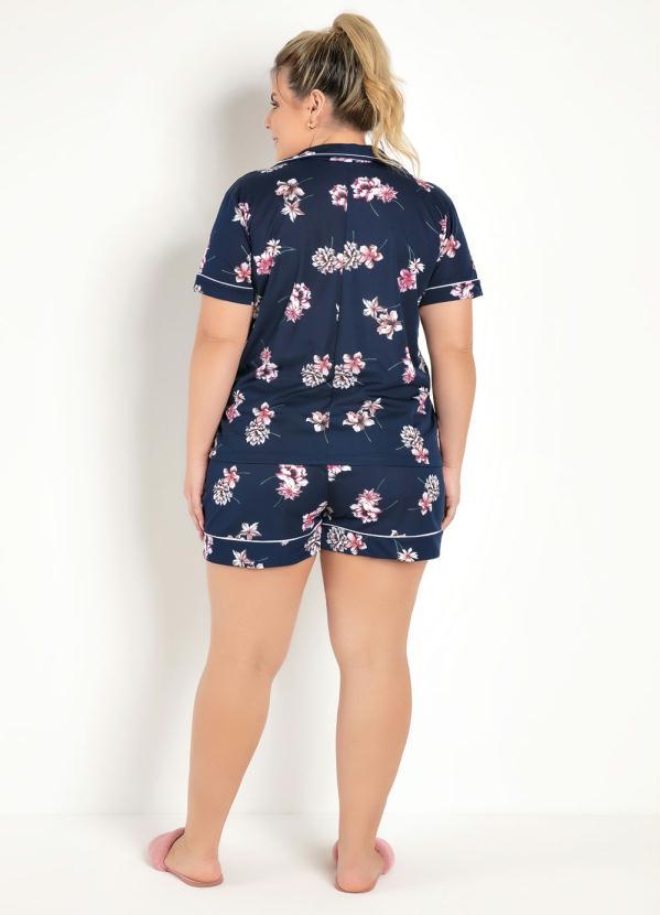 Marguerite - Pijama com Botões Frontais Floral Azul 3