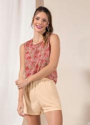 Pijama com Regata Floral/Salm�o
