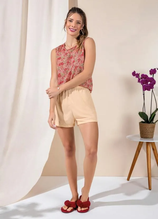 Alma Dolce - Pijama com Regata Floral/Salmão 3