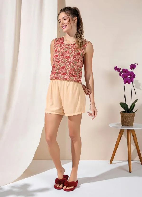Alma Dolce - Pijama com Regata Floral/Salmão 5