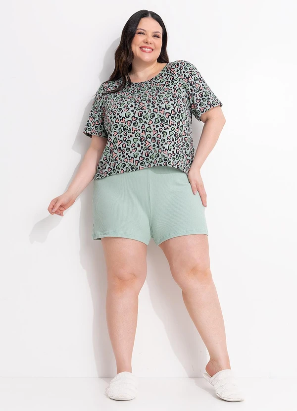 Marguerite - Pijama Corações em Malha Macia Canelada 1