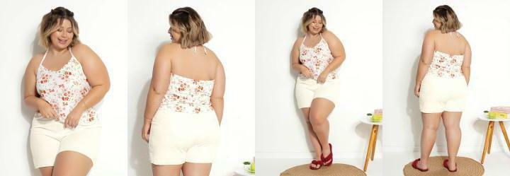 Pijama Floral Ramos Custo com Alas Frente nica