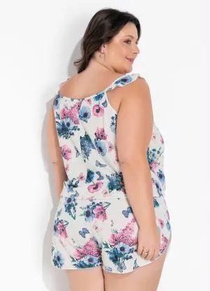 Marguerite - Pijama Plus Size Floral com Babadinhos - MARGUERITE