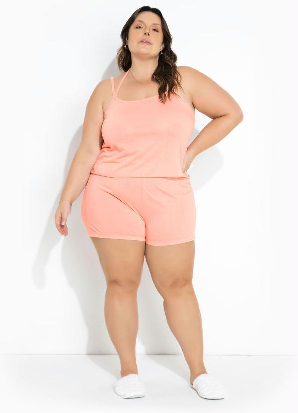 Outlet - Pijama Plus Size Rosa Curto com Alças 3