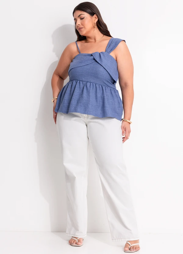 Marguerite - Blusa Azul em Crepe Plano 9