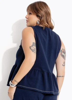 Marguerite - Blusa Azul Marinho em Moletinho - MARGUERITE