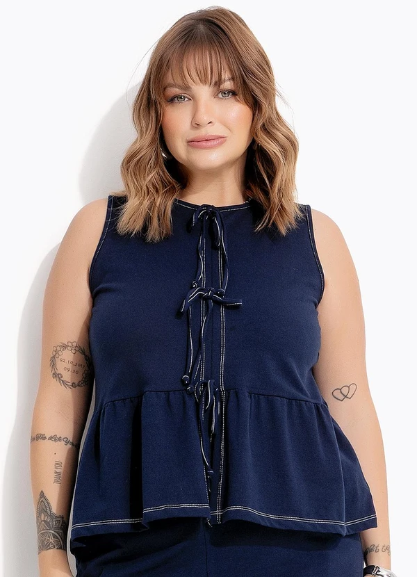 Marguerite - Blusa Azul Marinho em Moletinho