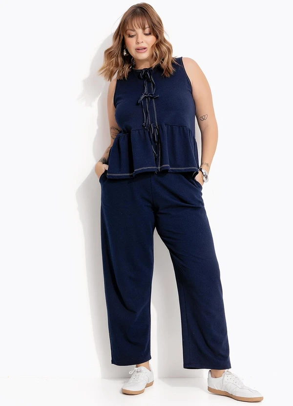 Marguerite - Blusa Azul Marinho em Moletinho 6