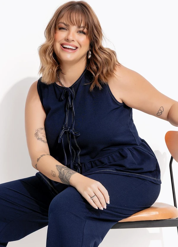 Marguerite - Blusa Azul Marinho em Moletinho 9