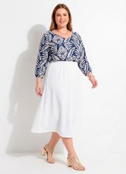 Blusa Folhagem Azul Viscose com Elastano