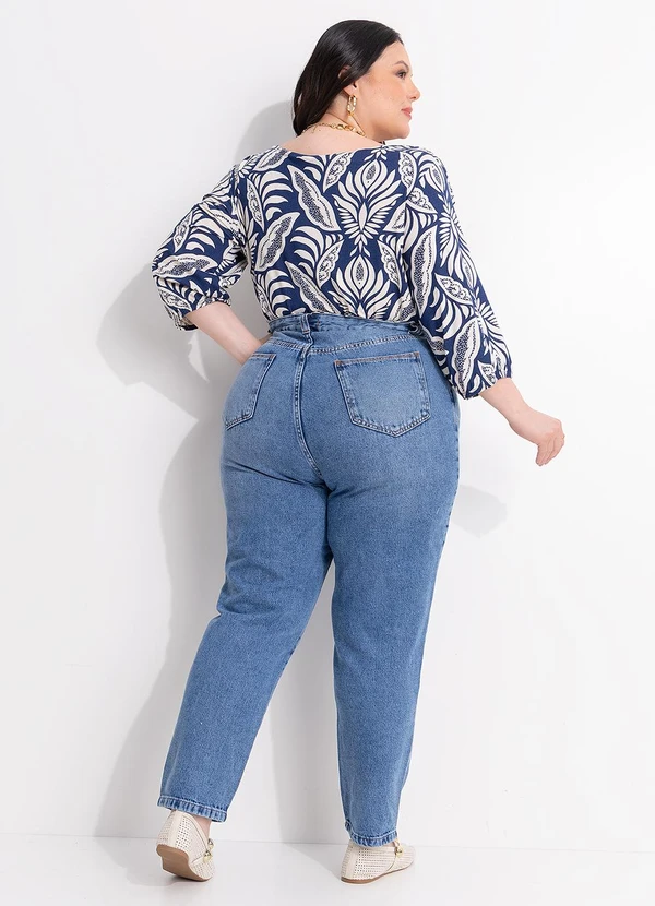 Marguerite - Blusa Folhagem Azul Viscose com Elastano 5