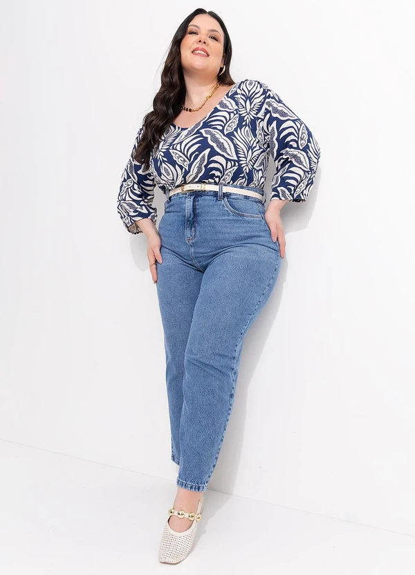Marguerite - Blusa Folhagem Azul Viscose com Elastano 2